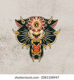 monster head black panther one eye vector design
