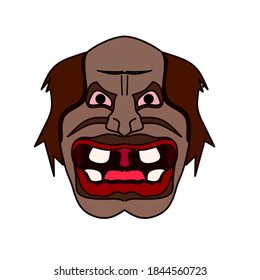 A monster head with cute teeth and dreadlocks
