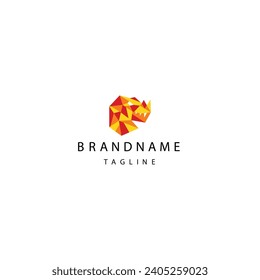Monster head geometric logo design template