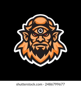 monster head logo goblin.vector illustration on black background background