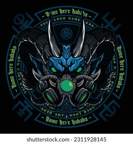 Monster head logo vector illustration