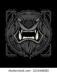 Monster Head Macot Vector Illustration