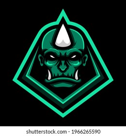 monster head in shield design illustration
