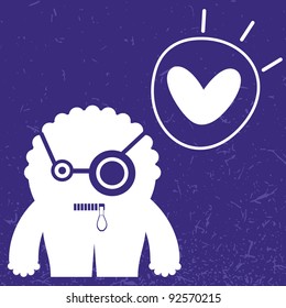 Monster with heart on color background