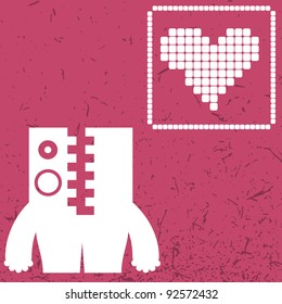 Monster with heart on color background
