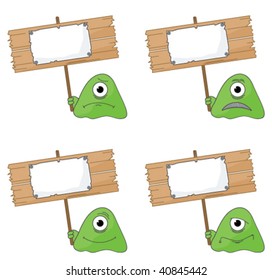 The monster holding the placard with your message.