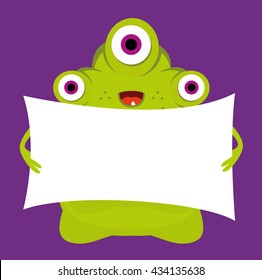 monster holding a sign for your text 