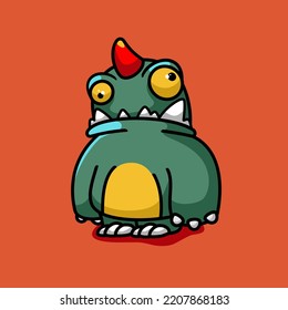 Monster With Horn Cartoon Illustration, Funny, Fictional Character