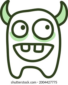 Monster mit Hörnern, Illustration, Vektorgrafik auf weißem Hintergrund.