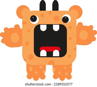 Monstruo con cuernos, ilustración, vector sobre fondo blanco.