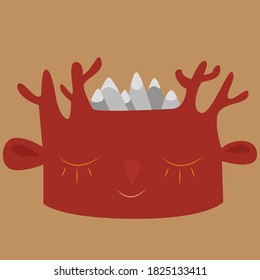 a monster with horns.The sun. microbe. vector illustration. toy, animal.A monstrous black silhouette. Happy Halloween. Cute cartoon sad character icon.Eyes,horns.Funny children's collection.Greeting 