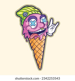 monster Ice Cream character mask art