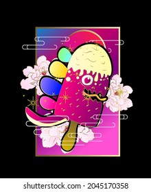 monster ice cream for halloween theme vector