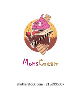 A Monster Ice Cream Logo Template