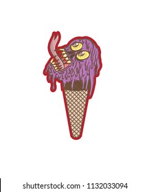 Monster ice cream sticker, card, t shirt design