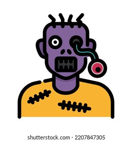 Monster icon. Filled outline design. Scary monster without eyes. Spooky monster. Holiday event halloween. Vector Illustration.