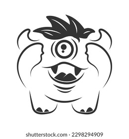 Monster icon logo design illustration