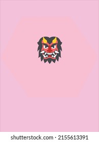 Monster icon with pink and plain background