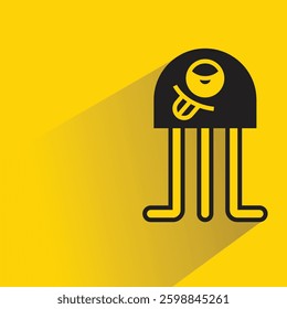 monster icon with shadow on yellow background