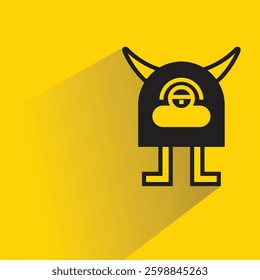 monster icon with shadow on yellow background
