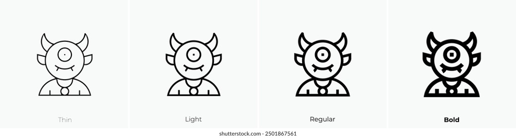 monster icon. Thin, Light Regular And Bold style design isolated on white background