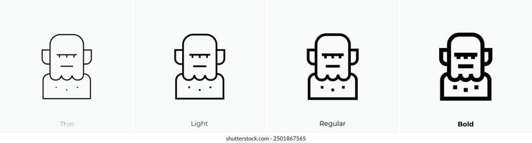 monster icon. Thin, Light Regular And Bold style design isolated on white background