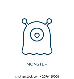 monster icon. Thin linear monster outline icon isolated on white background. Line vector monster sign, symbol for web and mobile