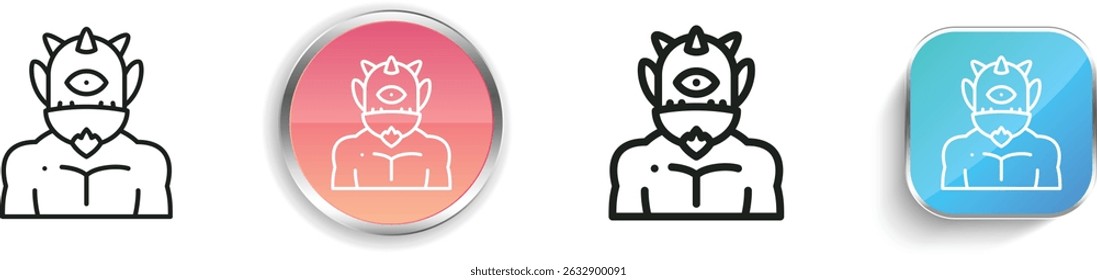 ícone monstro. Design fino, linear, regular e estilo botão isolado no fundo branco