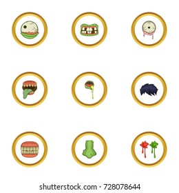 Monster icons set. Cartoon style set of 9 monster vector icons for web design