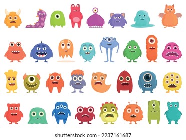 Monster icons set cartoon vector. Animal troll. Cute mascot