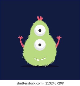 Monster illustration. Cute cartoon character design.