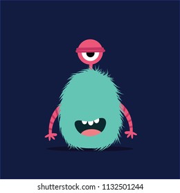 Monster illustration. Cute cartoon character design.