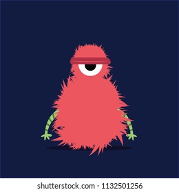 Monster illustration. Cute cartoon character design.