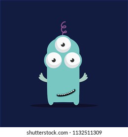 Monster illustration. Cute cartoon character design.