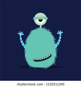 Monster illustration. Cute cartoon character design.