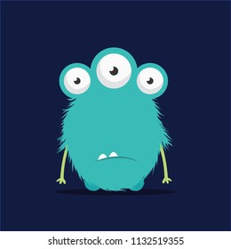Monster illustration. Cute cartoon character design.
