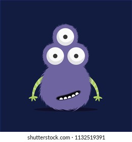 Monster illustration. Cute cartoon character design.