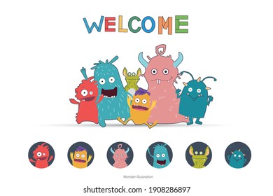 Monster illustration. Cute monster character with colorful colors.
