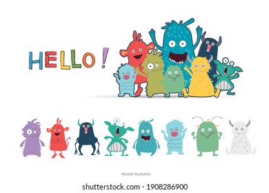 Monster illustration. Cute monster character with colorful colors.