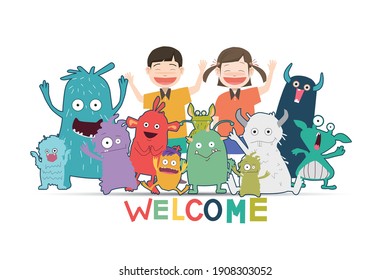 Monster illustration. Cute monster character with colorful colors.