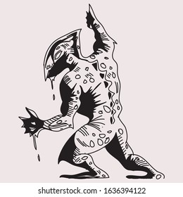 monster illustration a mutant devil or alien 