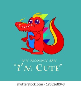 monster illustration with text i'm cute for kids background