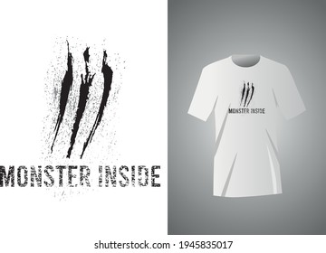 Monster Inside, Tshirt Design. Typography Design