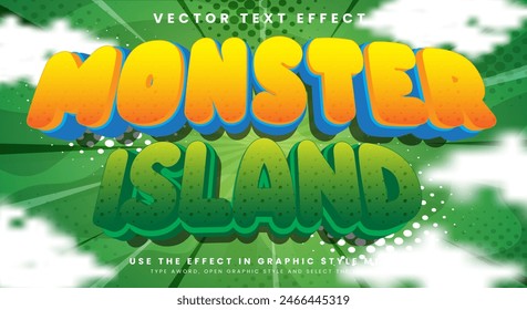 Monster Island 3D editierbare Texteffekt-Vorlage mit modernem Textstil