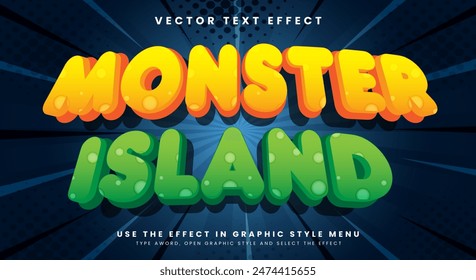 Monster Island 3D editierbare Texteffekt-Vorlage mit modernem und einfachem Textstil
