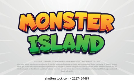 Monster island editable text effect template with 3d style