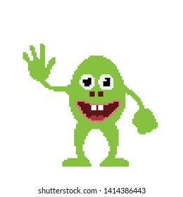 Monster. Isolated on white background. Vector illustration. Pixel art.