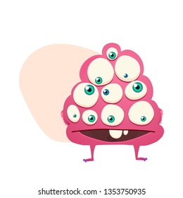 Monster isolated on white. Cartoon Monsters collection. Design for print, party decoration, t-shirt, illustration, logo, emblem or sticker. Vector illustration.