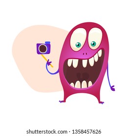 Monster isolated on white. Cartoon Monsters collection. Design for print, party decoration, t-shirt, illustration, logo, emblem or sticker. Vector illustration.