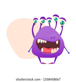 Monster isolated on white. Cartoon Monsters collection. Design for print, party decoration, t-shirt, illustration, logo, emblem or sticker. Vector illustration.